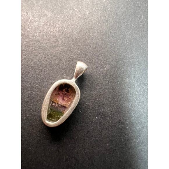 NEW Watermelon tourmaline sterling silver pendant 1.12 grams - Picture 3 of 10